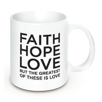 Caneca Faith Hope Love - 350ml cor branca