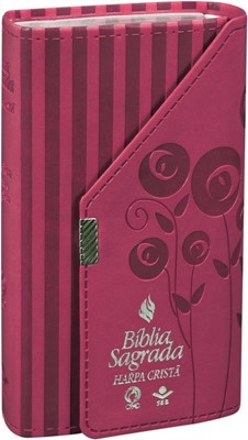 Bíblia sagrada carteira com harpa cristã: capa rosa