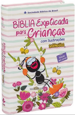 Bíblia Explicada para Crianças com ilustrações Smilinguido capa rosa