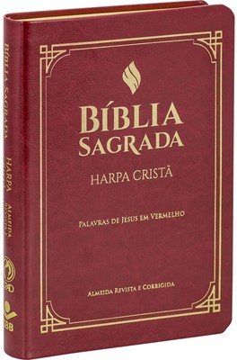 Bíblia Sagrada com letra grande, harpa cristã e palavras de Jesus em vermelho