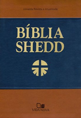 Bíblia Shedd capa bicolor azul e castanho