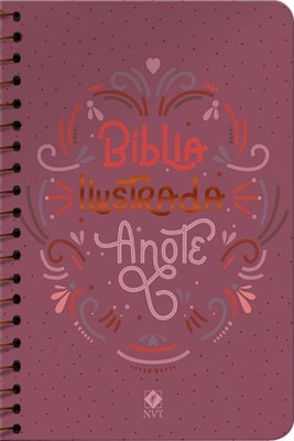 Bíblia ilustrada Anote capa rosa brilhante