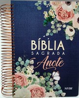 Bíblia Anote NVI espiral flores jeans