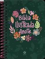 Bíblia ilustrada Anote capa espiral cores e flores