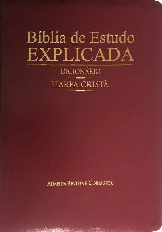 Bíblia de estudo explicada com dicionário e harpa cristã